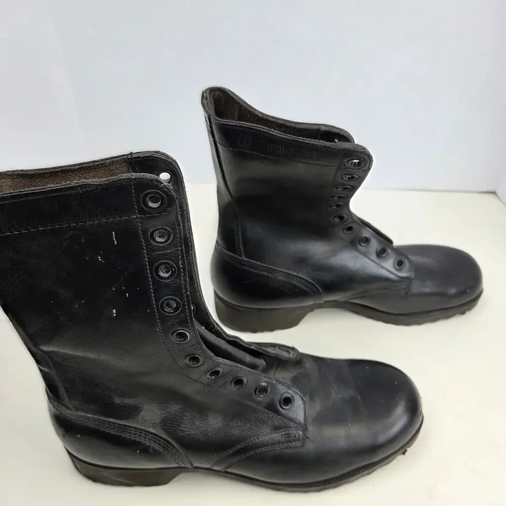 Vintage 1971 USGI Combat Boots 10R Black Leather Vietnam Era Ro-Search Sole